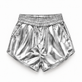 Short metalizado plateado para niña