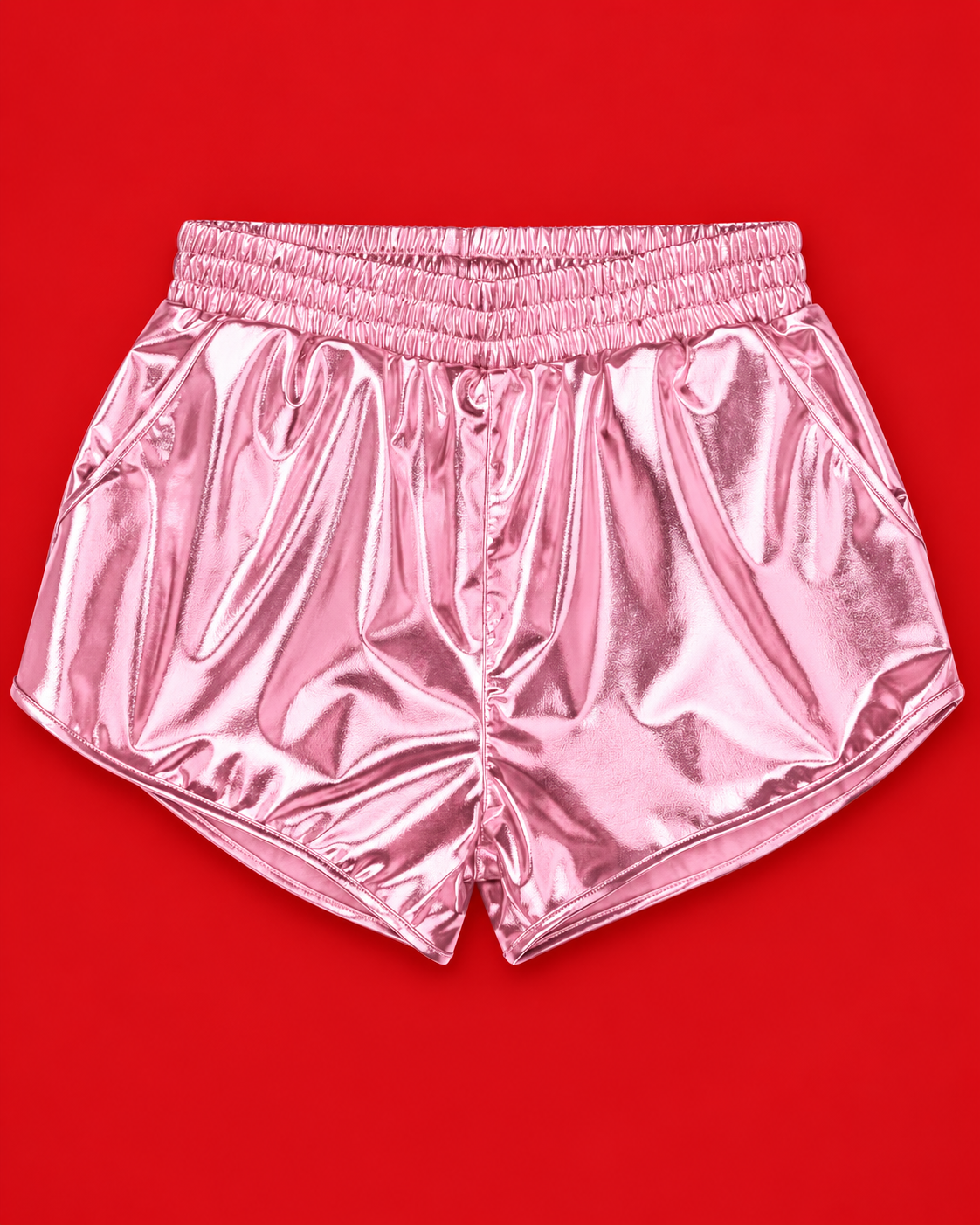 Short metalizado rosado claro