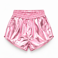Short metalizado rosado para niña