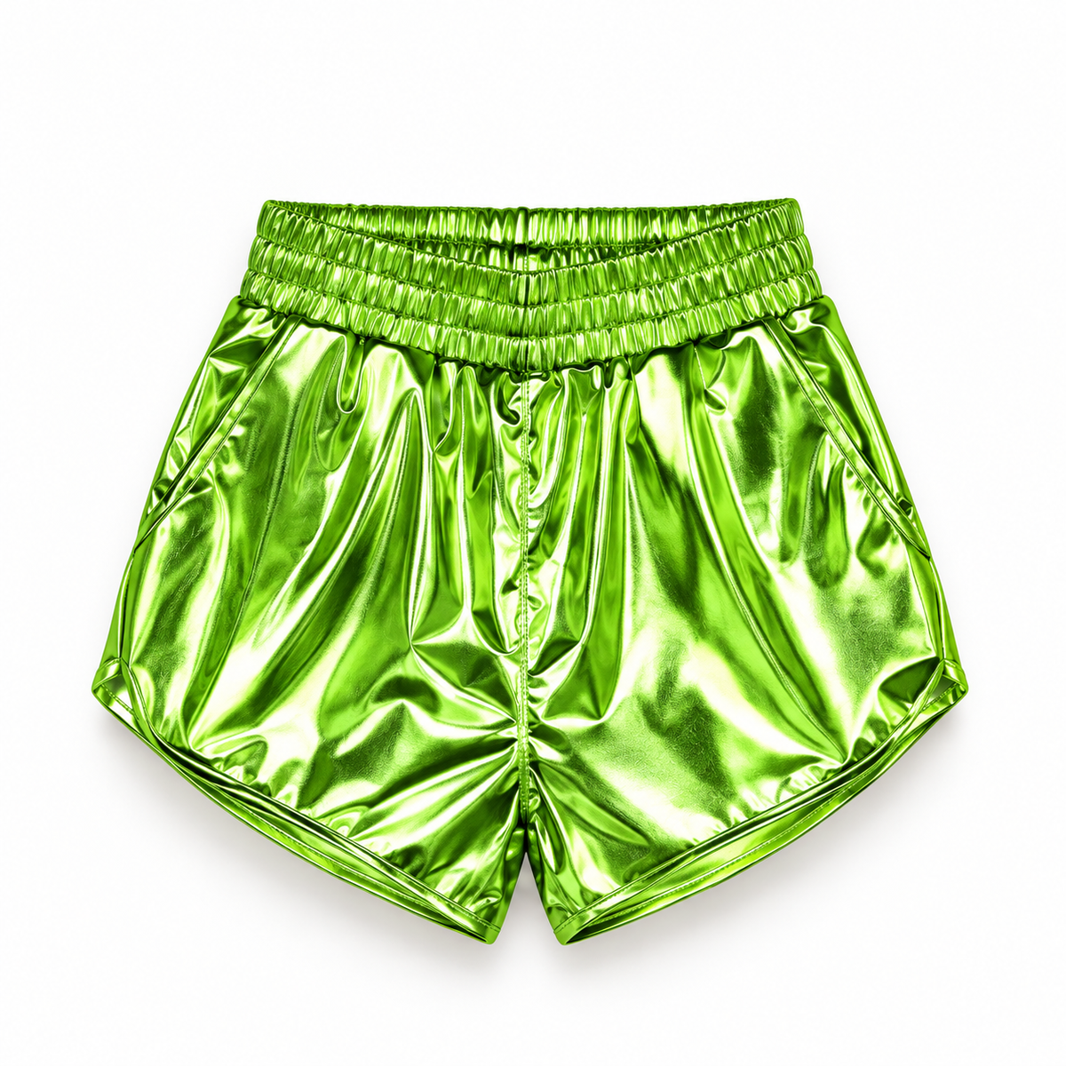 Short metalizado verde-lima para niña