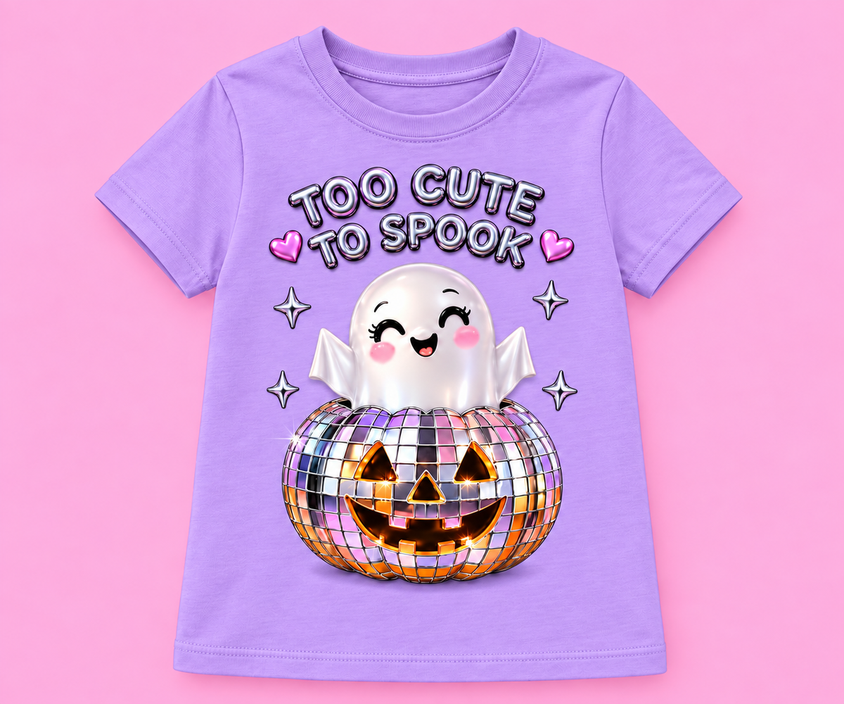 Camiseta Too Cute to Spook color lila